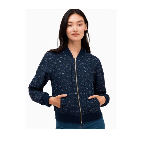 kate spade Out West Wild Roses Reversible Bomber Jacket blue floral size xl - Picture 4 of 13